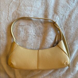 ZARA Elongated Shoulder Bag - Vanilla Yellow/Cream